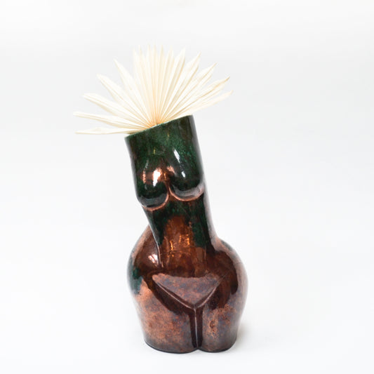 WOMAN VASE »MARLENE« RAKU COPPER